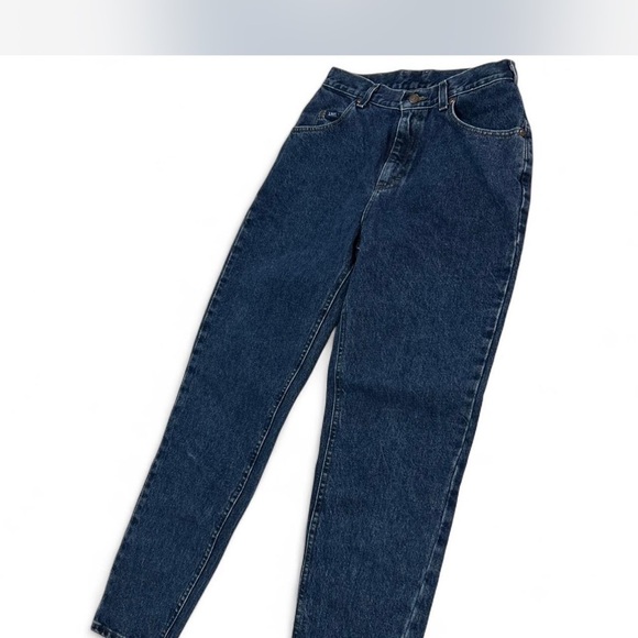 Dark Wash Vintage Lee Denim Mom Jeans Straight Leg 28X31 High-rise - Picture 2 of 8